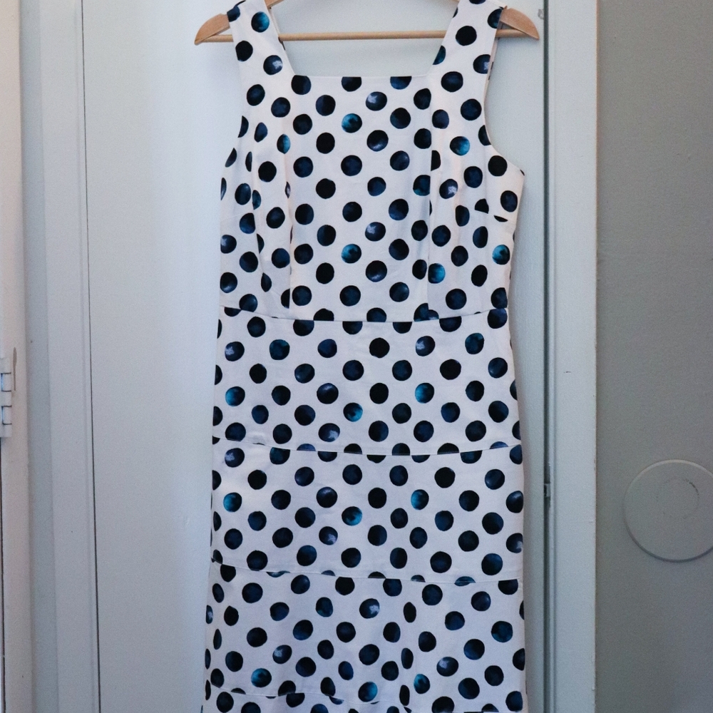 Talbots polka-dot navy tiered dress size 4